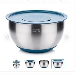 New Kuhn Rikon Stainless Steel Mixing Bowl with Lid 4.5L